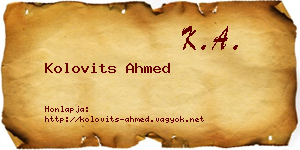 Kolovits Ahmed névjegykártya